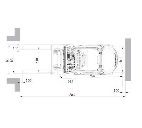 Dimensions of 3T forklift Mi 30D for your reference. 