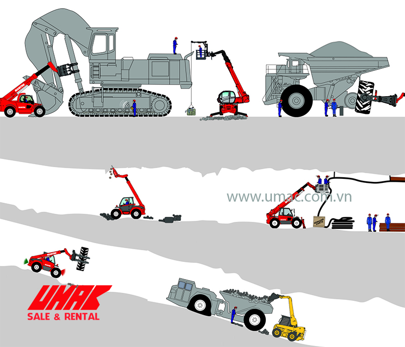 Các loại xe nâng phục vụ ngành khai thác mỏ - khoáng sản