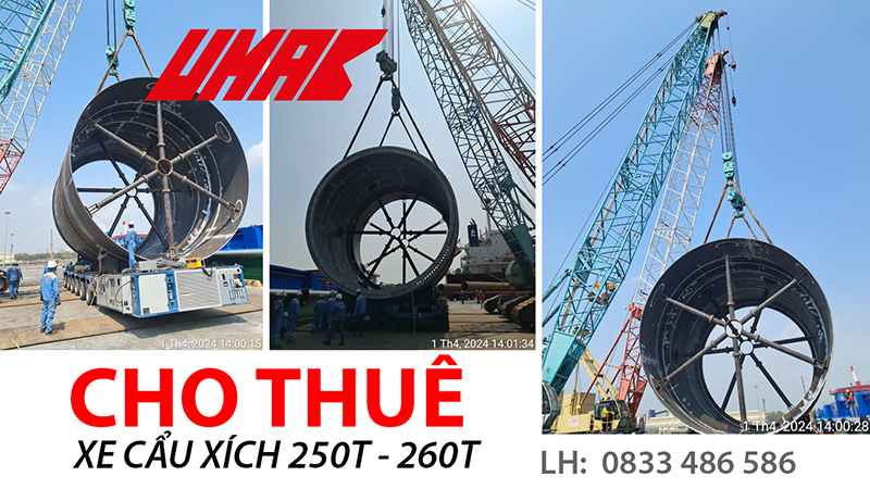 250T and 260T crawler cranes are lifting a 130-ton wind duct