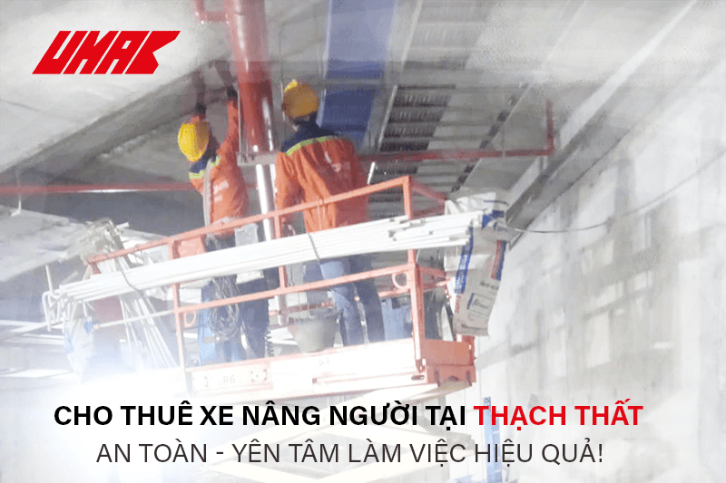 Cho thuê xe nâng người cắt kéo tại Thạch Thất
